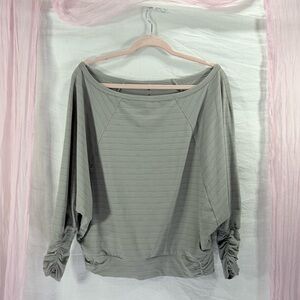 Prana Ruched Sleeve Dolman Top Gray | Med